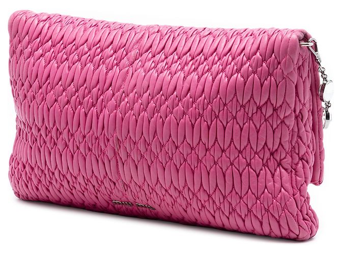 Borsa Miu Miu Matelassé Nappa Rosa con Catena di Cristalli - vista 2