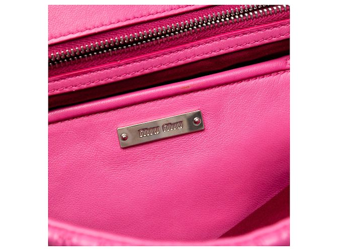 Borsa Miu Miu Matelassé Nappa Rosa con Catena di Cristalli - vista 5