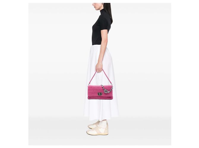 Borsa Miu Miu Matelassé Nappa Rosa con Catena di Cristalli - vista 6