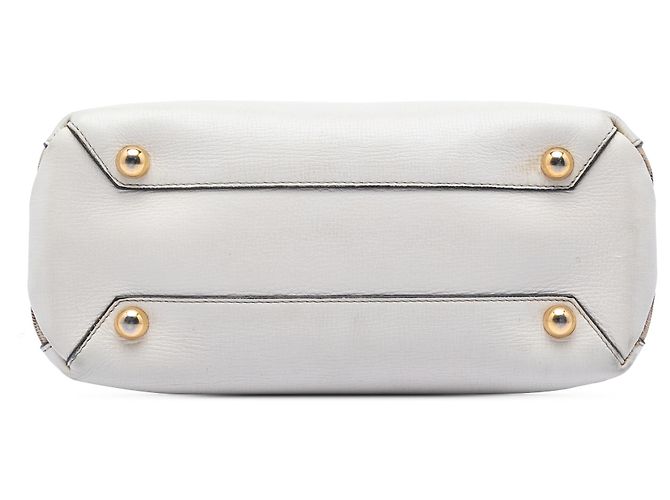 Borsa Satchel Burberry White Small in pelle e House Check - vista 3