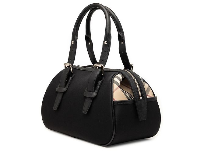 Burberry Black Nova Check Nylon Handtasche mit Besatz Schwarz - Ansicht 2