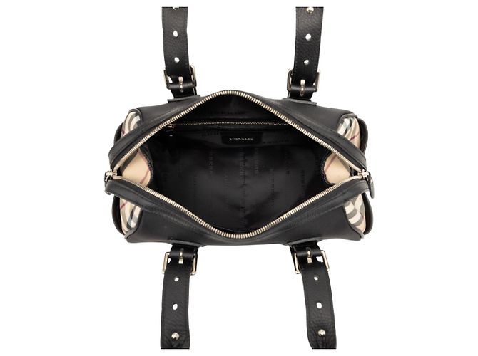 Burberry Black Nova Check Nylon Handtasche mit Besatz Schwarz - Ansicht 4