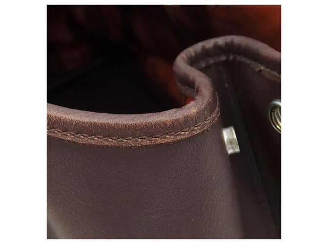 Hermès Garden Party 30 en cuir Swift marron et soie Bolduc Twilly - vue 8
