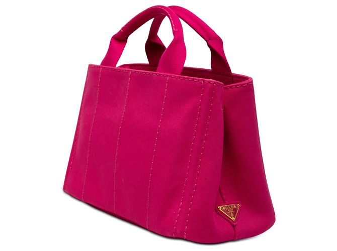 Borsa Prada Pink Small Canvas Canapa Logo Rosa - vista 2