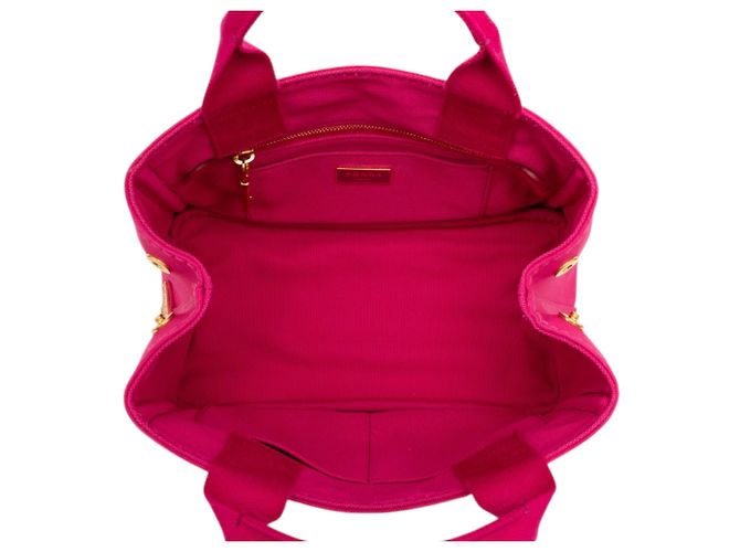 Borsa Prada Pink Small Canvas Canapa Logo Rosa - vista 4