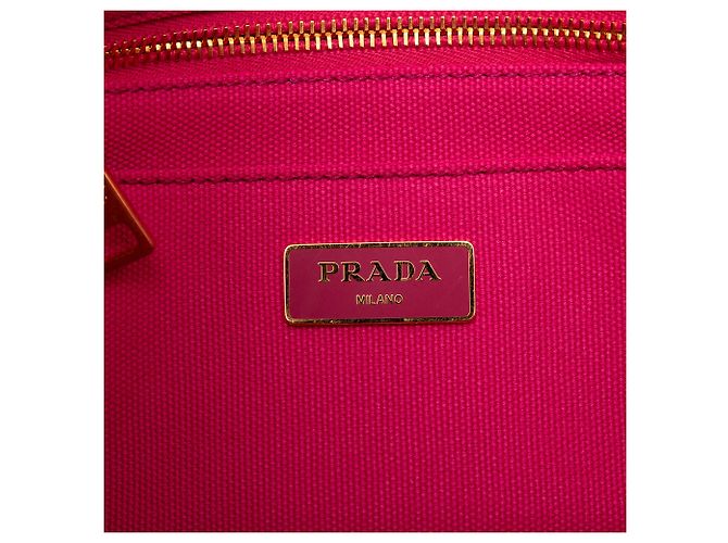 Borsa Prada Pink Small Canvas Canapa Logo Rosa - vista 5
