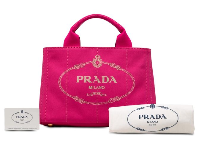 Borsa Prada Pink Small Canvas Canapa Logo Rosa - vista 7