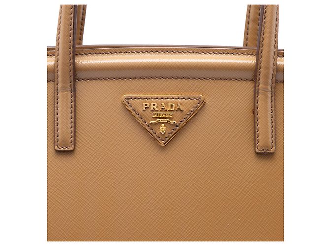 Borsa Prada Brown Saffiano Vernice Parabole Marrone Cammello - vista 5