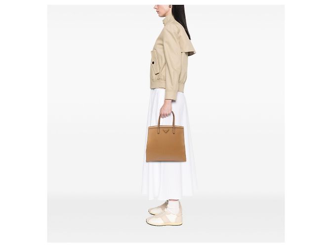 Borsa Prada Brown Saffiano Vernice Parabole Marrone Cammello - vista 6