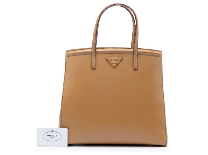 Borsa Prada Brown Saffiano Vernice Parabole Marrone Cammello - vista 7