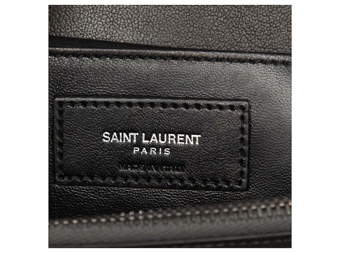 Saint Laurent College Tasche aus grauem Triquilt-Schafsleder mit Monogramm, Größe Large - Ansicht 5