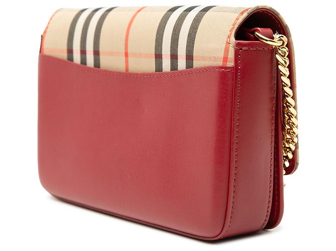Bolsa transversal Burberry Red House Check em couro com acabamento Vermelho - vista 2