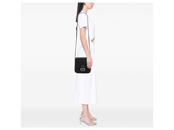 Fendi Borsa a tracolla in tela Zucchino nera Nero - vista 6