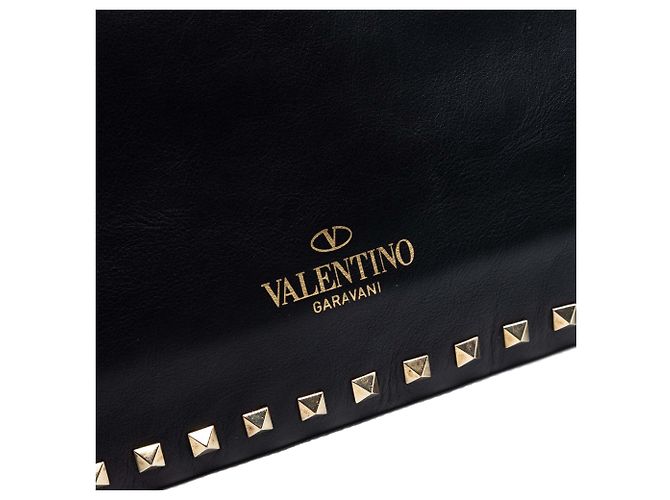 Clutch Rockstud in pelle nera grande Valentino Nero - vista 5