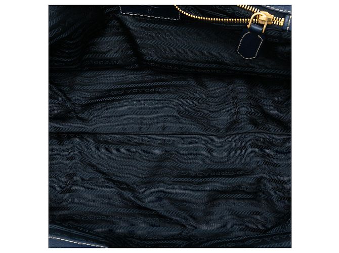 Prada Blue Vitello Daino Shopper Tote Blau Dunkelblau - Ansicht 4