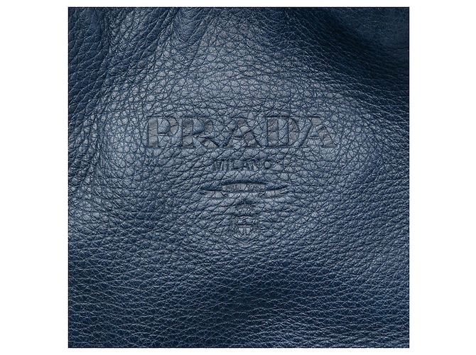 Prada Blue Vitello Daino Shopper Tote Blau Dunkelblau - Ansicht 5