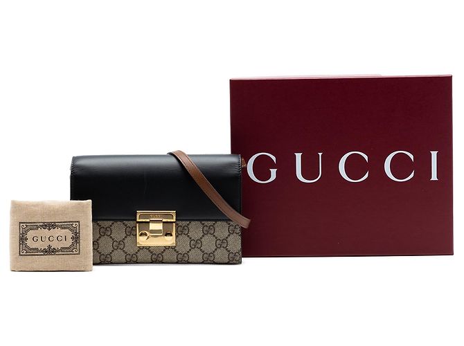 Portafoglio Gucci Beige Small GG Supreme Padlock Wallet con tracolla - vista 7