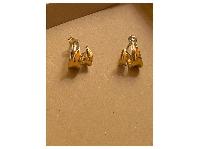 Autre Marque Orecchini a cerchio doppio in argento 925 placcato oro D'oro - vista 10