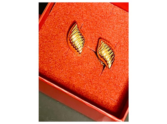 Autre Marque Orecchini a lobo in argento 925 placcato oro a forma di foglia D'oro - vista 2