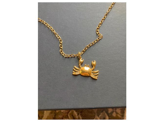 Autre Marque Collana in Acciaio Inossidabile Color Oro con Pendente Granchio D'oro - vista 4