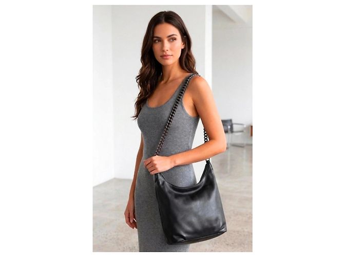 Borsa a spalla Gucci Britt Medium Hobo in pelle nera Nero - vista 2