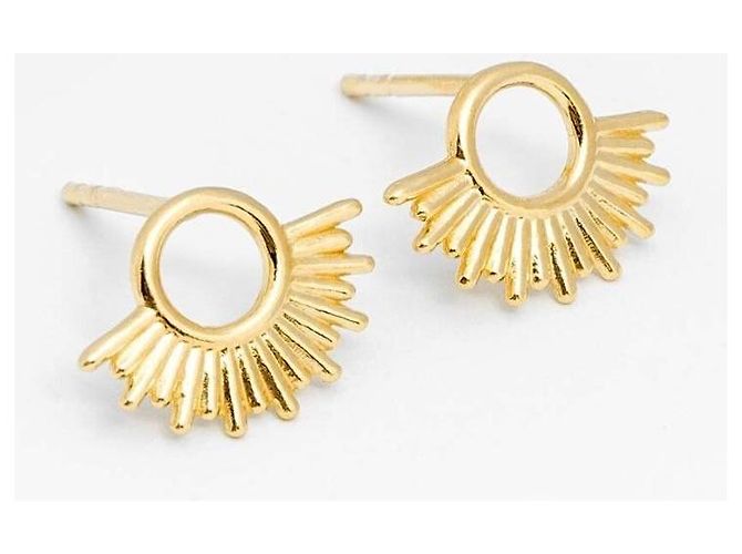 Autre Marque Orecchini a lobo Sunburst in argento placcato oro D'oro - vista 3