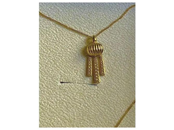 Autre Marque Collana in argento sterling placcato oro con pendente a nappa D'oro - vista 11
