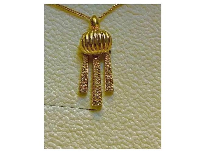 Autre Marque Collana in argento sterling placcato oro con pendente a nappa D'oro - vista 12