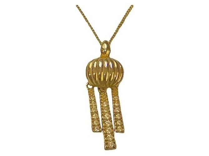 Autre Marque Collana in argento sterling placcato oro con pendente a nappa D'oro - vista 14