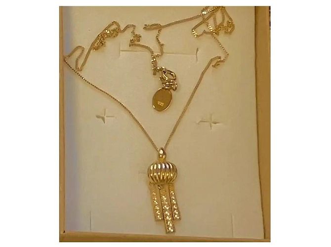 Autre Marque Collana in argento sterling placcato oro con pendente a nappa D'oro - vista 2