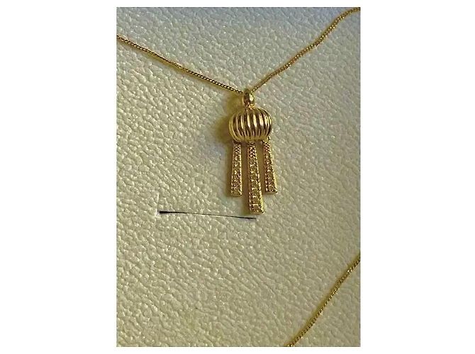 Autre Marque Collana in argento sterling placcato oro con pendente a nappa D'oro - vista 6