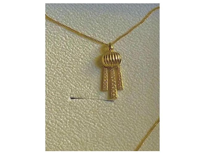 Autre Marque Collana in argento sterling placcato oro con pendente a nappa D'oro - vista 7