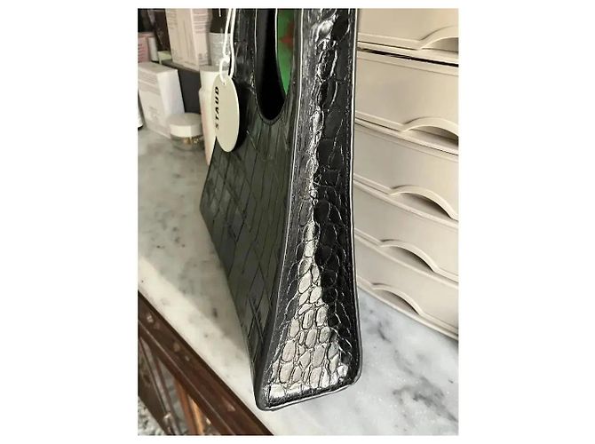 Staud Rey Borsa a tracolla in pelle stampa coccodrillo - Nero - vista 11