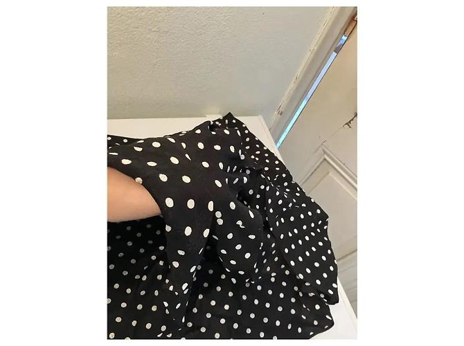 SéZane Short-saia de bolinhas com babados - Preto - vista 10