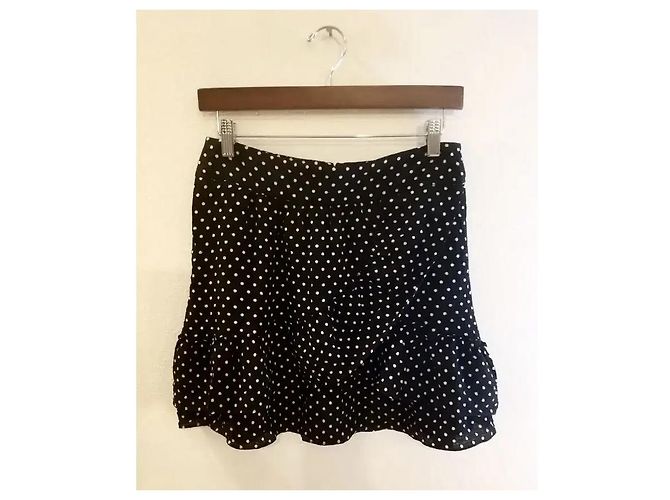SéZane Short-saia de bolinhas com babados - Preto - vista 3