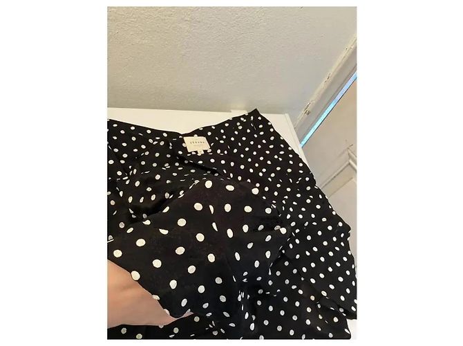 SéZane Short-saia de bolinhas com babados - Preto - vista 4