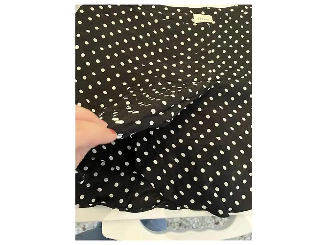 SéZane Short-saia de bolinhas com babados - Preto - vista 7