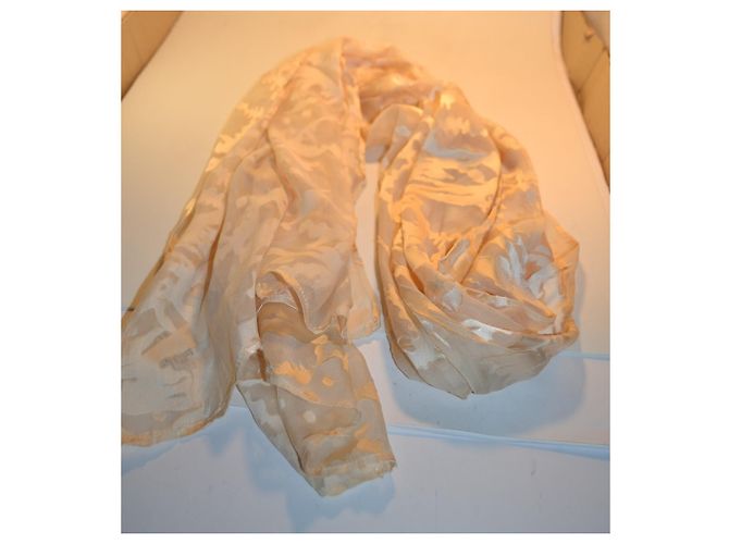 Cachecol Salvatore Ferragamo Seda e Viscose Padrão Floral Creme - vista 3