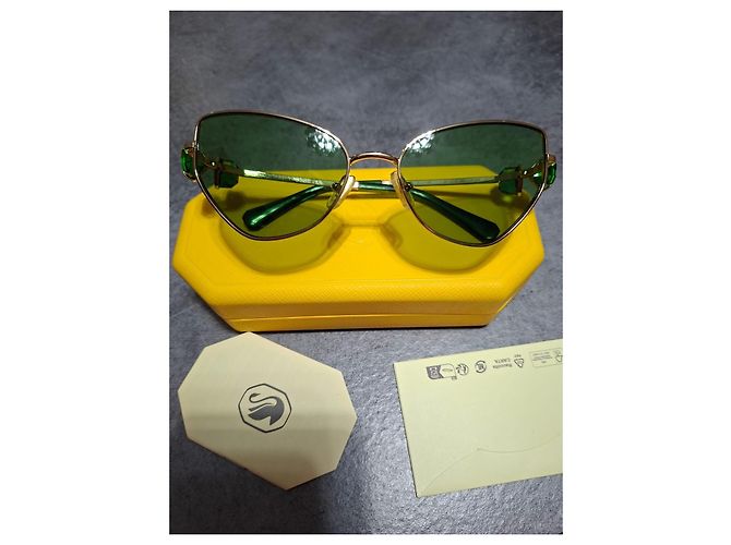 Occhiali da sole Swarovski con cristalli - Oro e Verde D'oro - vista 5