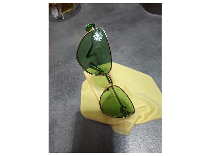 Occhiali da sole Swarovski con cristalli - Oro e Verde D'oro - vista 7