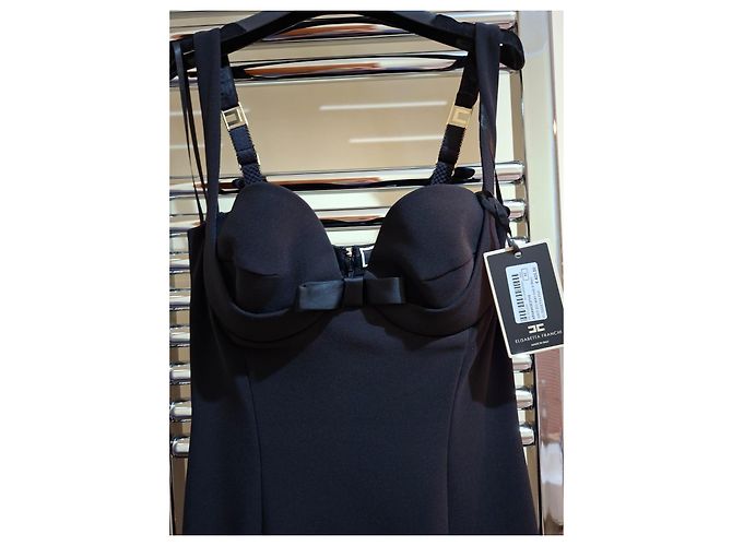 Elisabetta Franchi schwarzes Midikleid mit Schleife - Ansicht 5