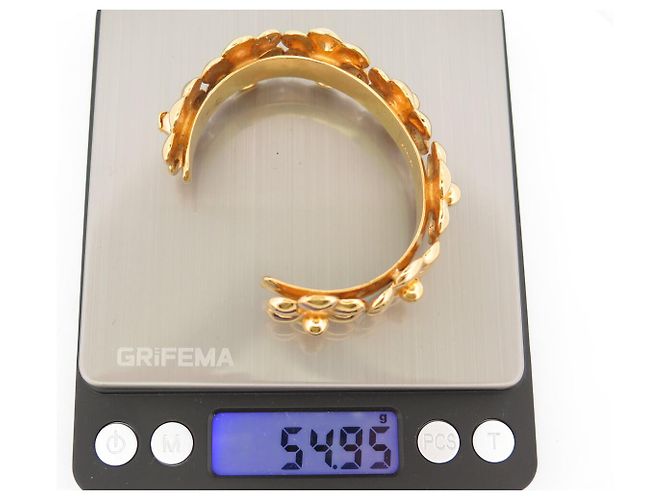 BRACCIALE VINTAGE RARO CHANEL MANCHETTE FLEURS METAL DORE 16 GOLD BANGLE 1970's D'oro - vista 6