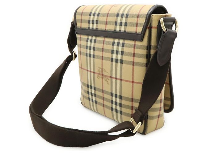 Borsa a tracolla in PVC e pelle Burberry Nova Check Marrone Beige - vista 2