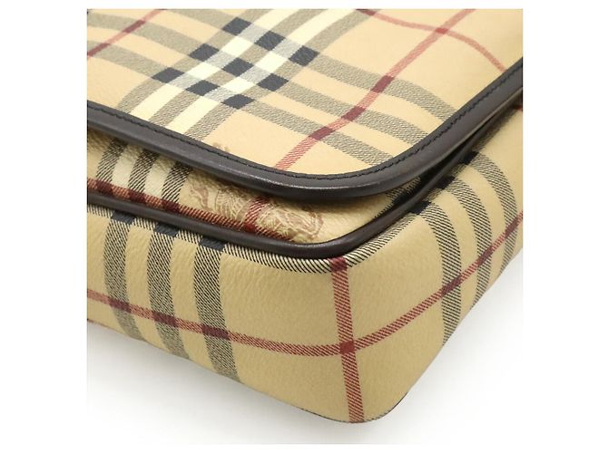 Borsa a tracolla in PVC e pelle Burberry Nova Check Marrone Beige - vista 3