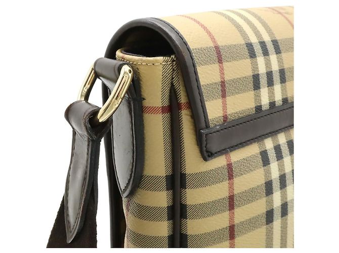 Borsa a tracolla in PVC e pelle Burberry Nova Check Marrone Beige - vista 4