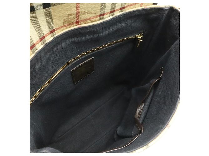 Borsa a tracolla in PVC e pelle Burberry Nova Check Marrone Beige - vista 7