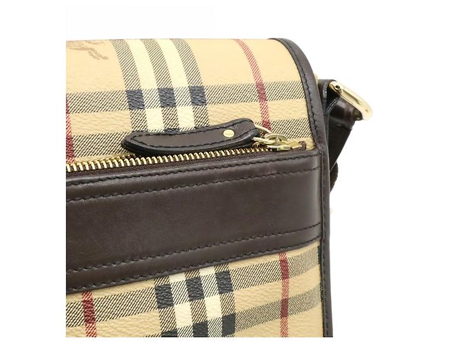 Borsa a tracolla in PVC e pelle Burberry Nova Check Marrone Beige - vista 8