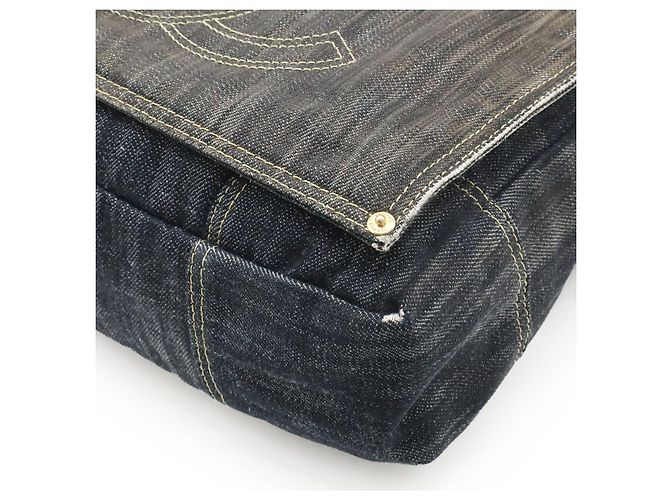 Borsa a tracolla Chanel Denim Coco Mark Blu - vista 7