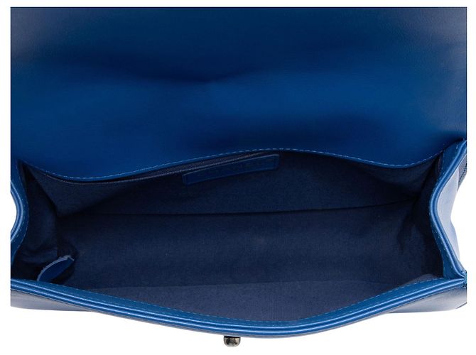 Borsa Boy Chanel Chevron in agnello Old Medium Blu - vista 7
