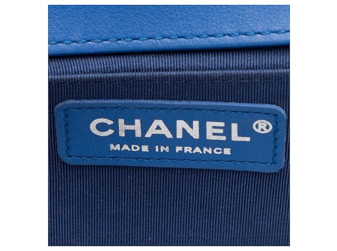 Borsa Boy Chanel Chevron in agnello Old Medium Blu - vista 8